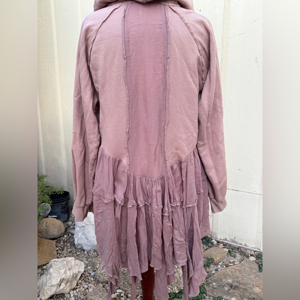 Free People Moon Dust Moondust Hoodie Zip Cardigan Tiered Boho Hood Cardi - Picture 5 of 7